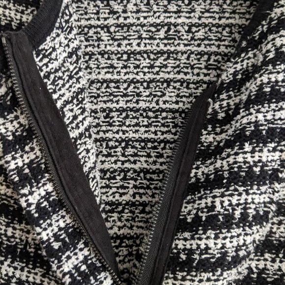 Loft Boucle Black and White Striped Cardigan Size S - Picture 4 of 9
